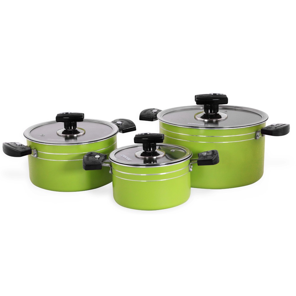 Bộ nồi nhôm đáy từ 3 chiếc size 16,20,24 Sunhouse SH506M