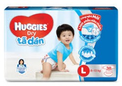 Bỉm dán Huggies Dry L 38M+KM