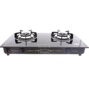 Bếp gas dương 01 mặt kính,02 đầu đốt,pin xoay Sunhouse SHB3818
