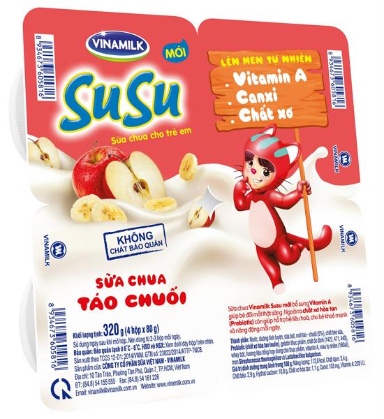 Vỉ 4 sữa chua Susu trái cây 80g