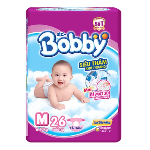 Bỉm Bobby Cỡ M 26Miếng