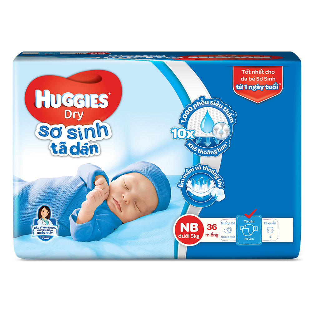 Tã dán SS Huggies new born NB36+KM